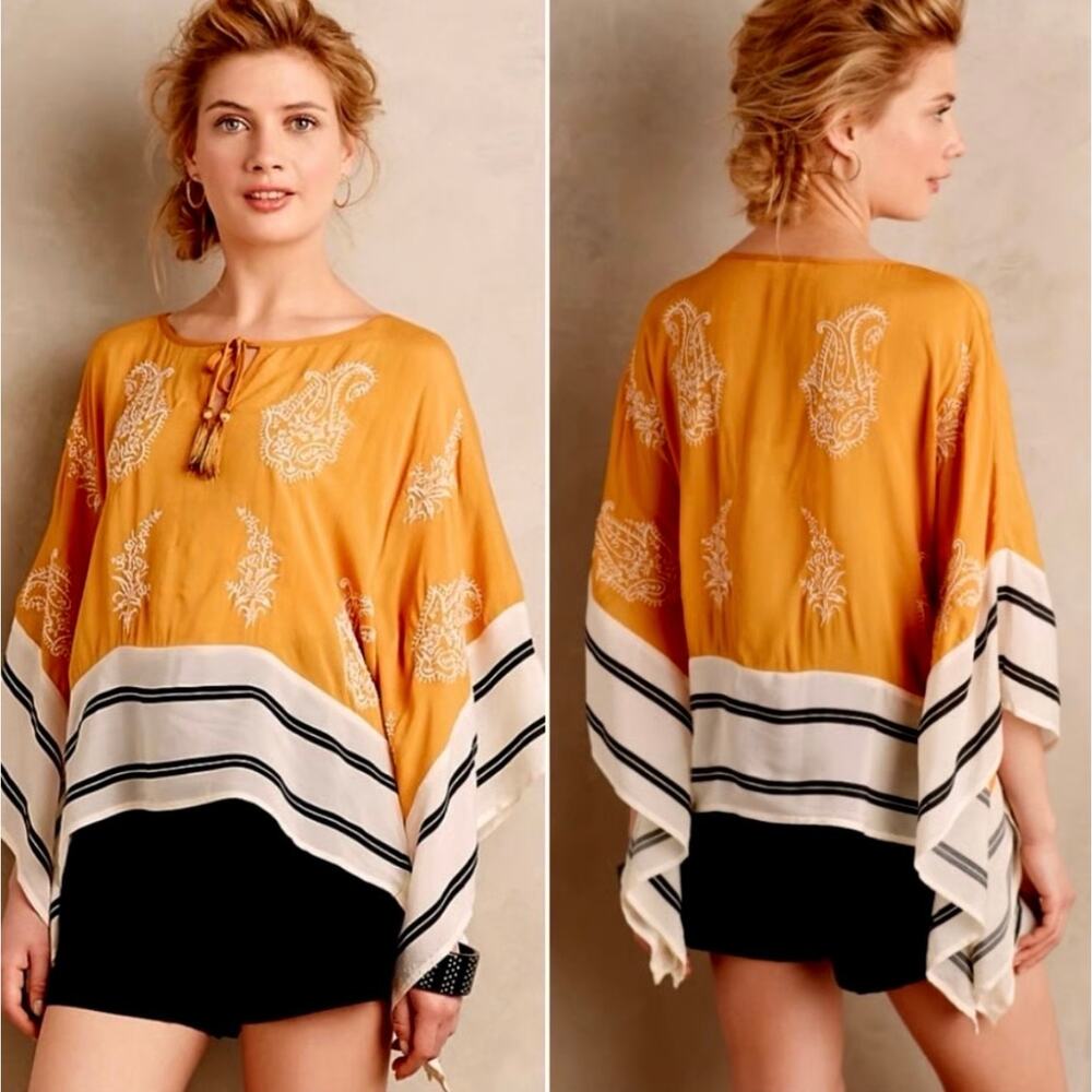Anthropologie floreat Pullover Cape Sunglow Kimono Women's Small Embroidered